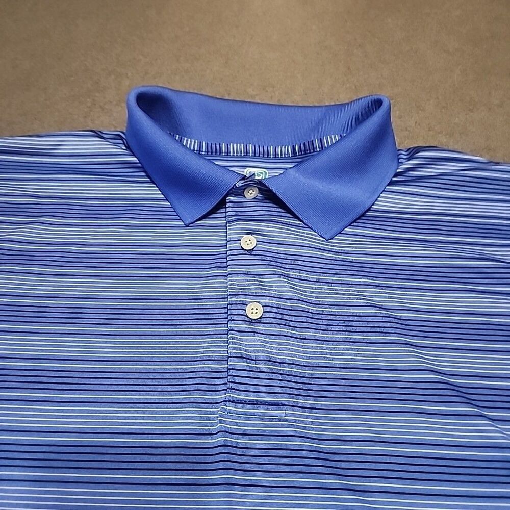 PGA TOUR Men's XL Blue Stripe Short Sleeve Golf Shirt